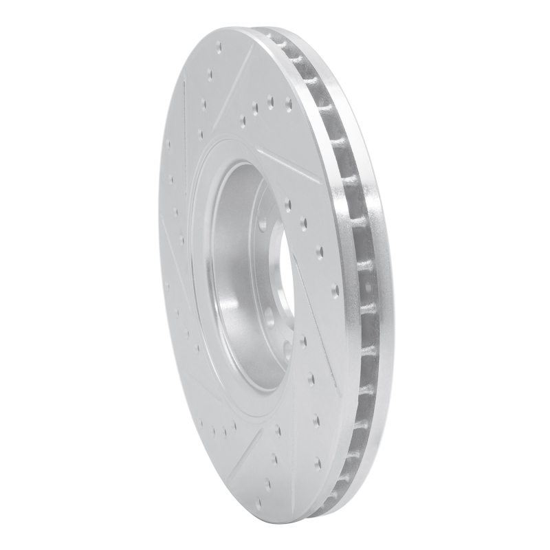 Cadillac BLS Brake Rotor (1) - Front Right - R1 Concepts - Drilled & Slotted - Silver - `03-`11